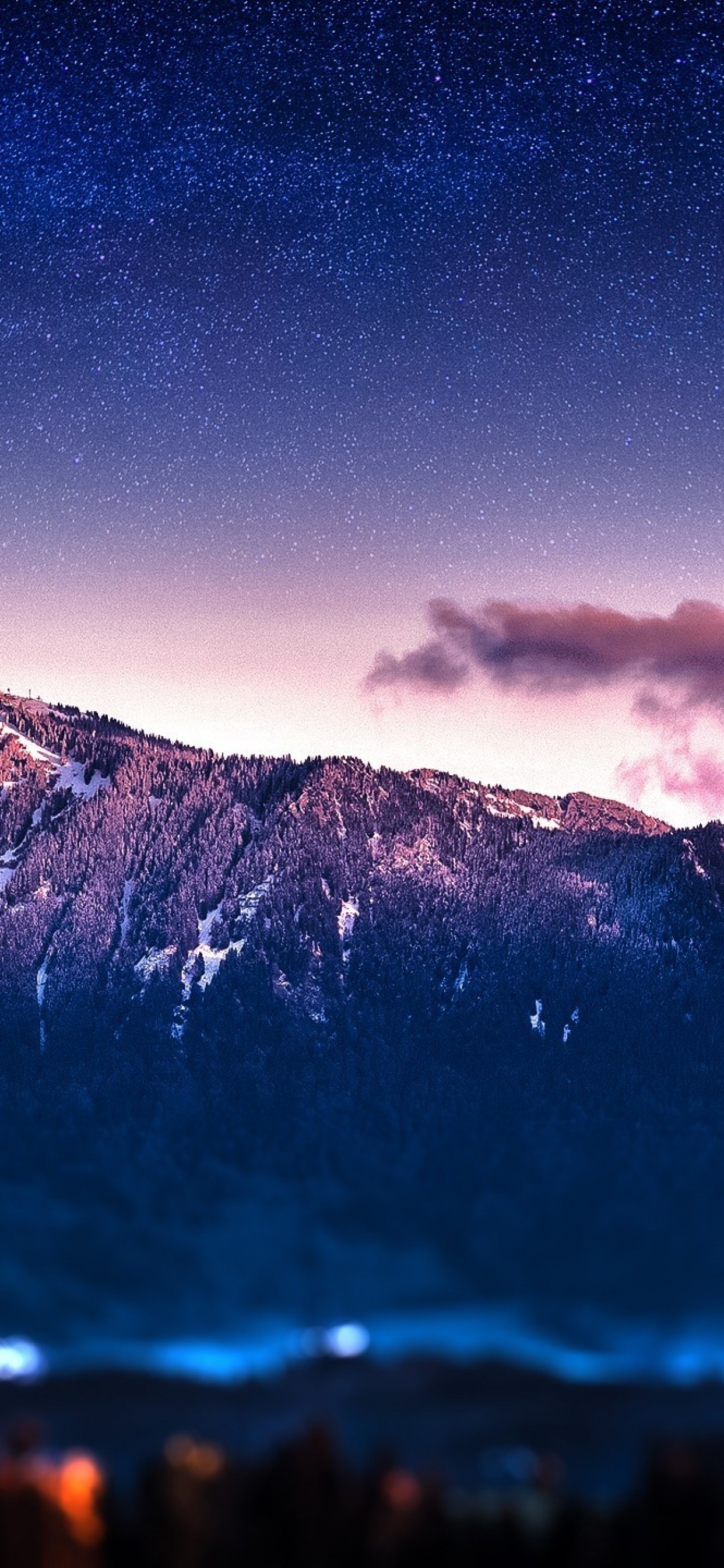 大山，星空，朦胧风景手机壁纸