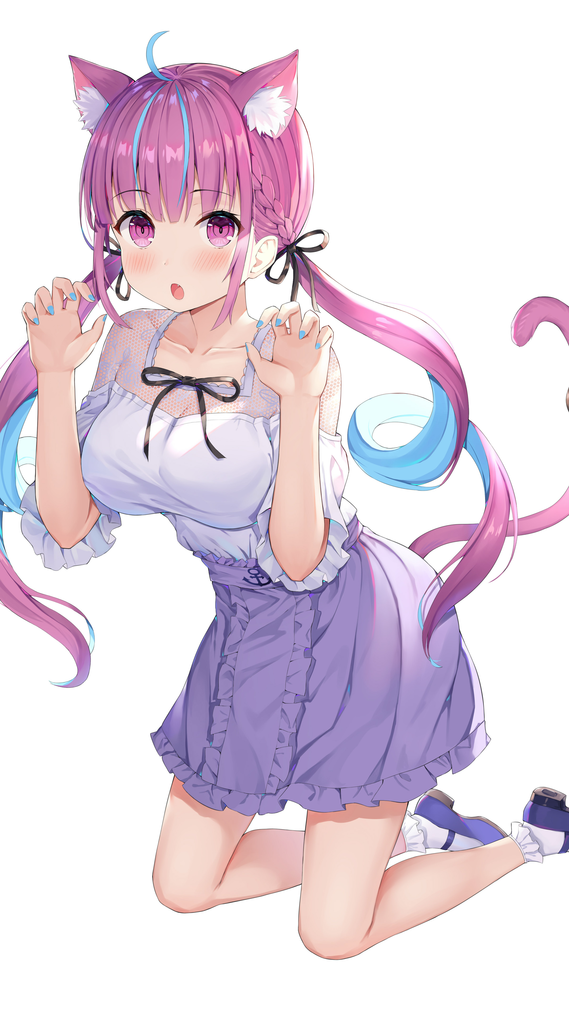 可爱紫发少女cosplay小猫咪手机壁纸