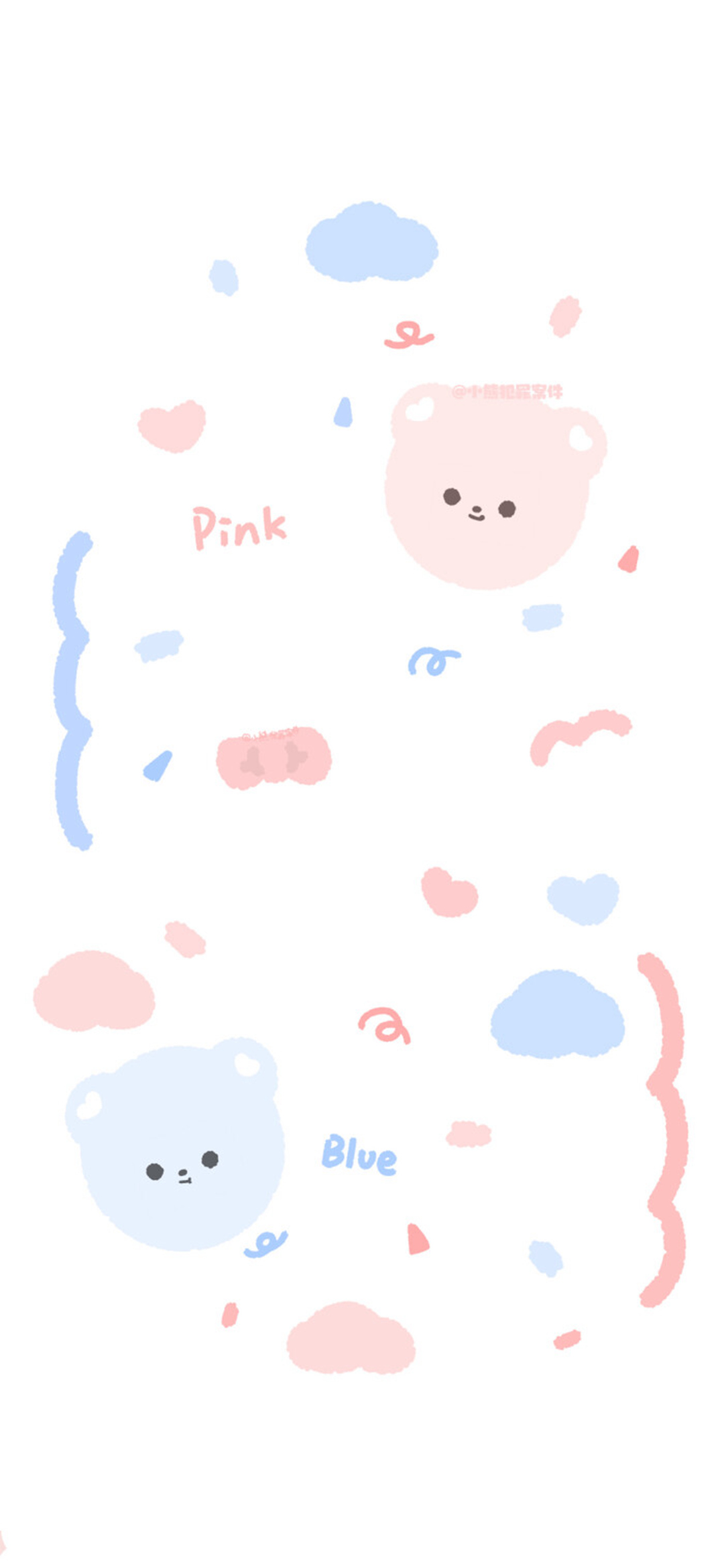 粉粉的飘带小熊可爱满满的少女心女生手机壁纸