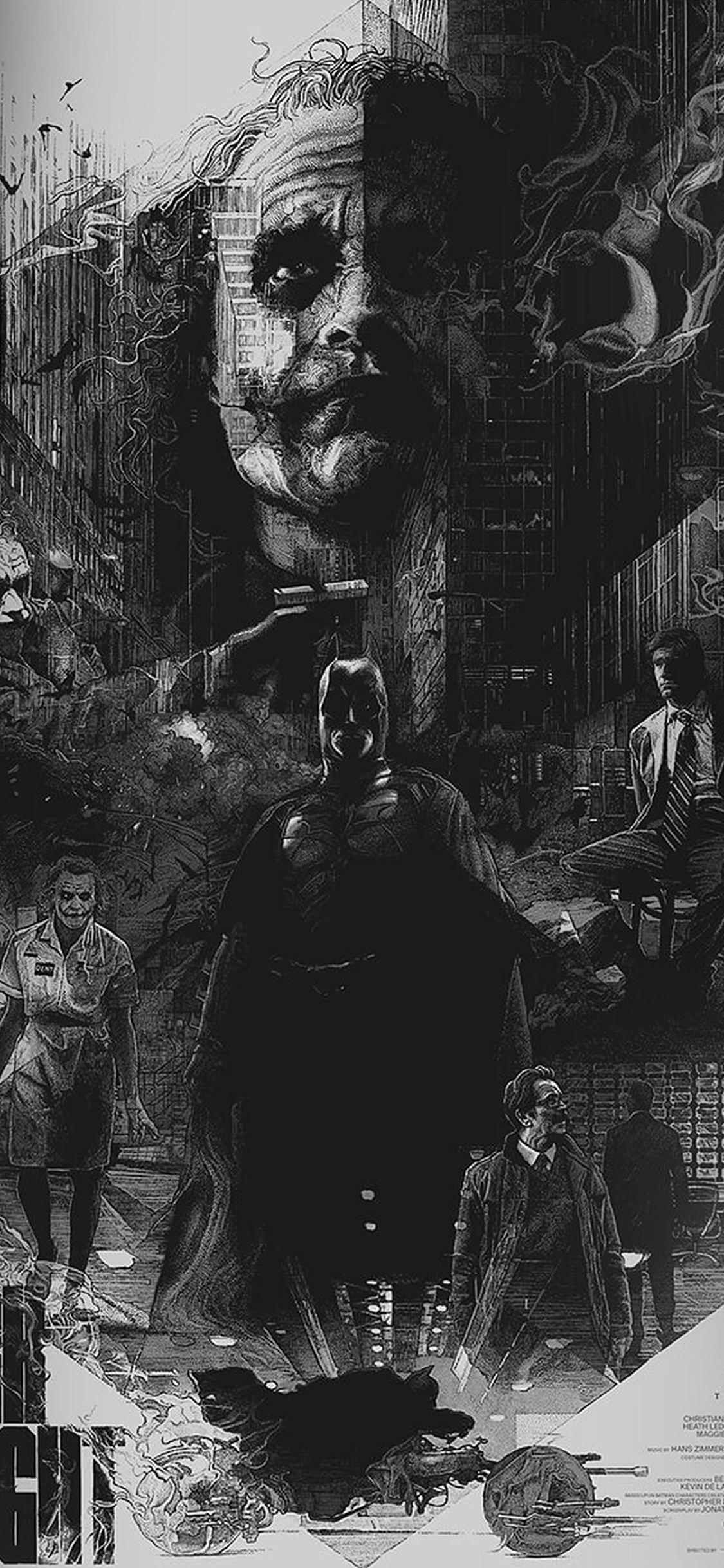 DC动漫电影人物蝙蝠侠和小丑的海报手机壁纸