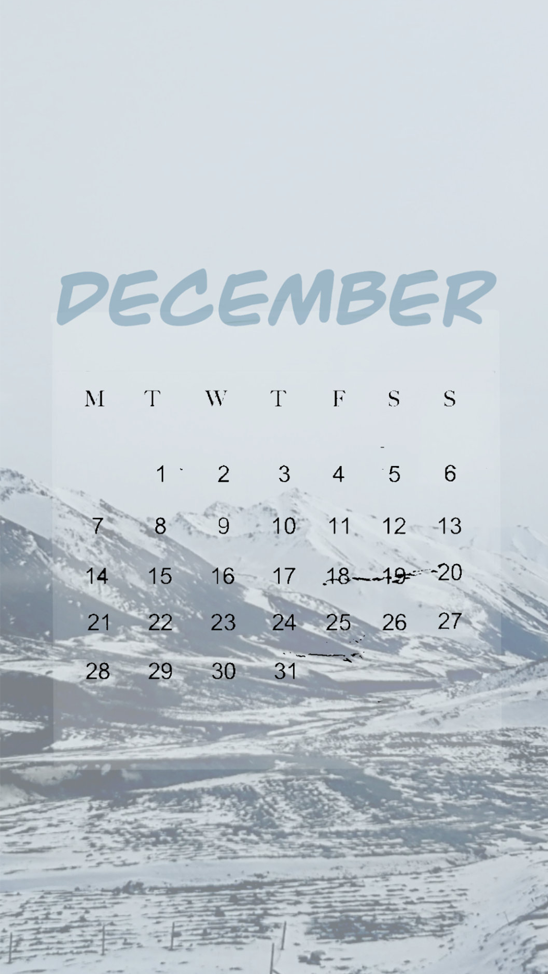 2020年12月唯美雪山日历