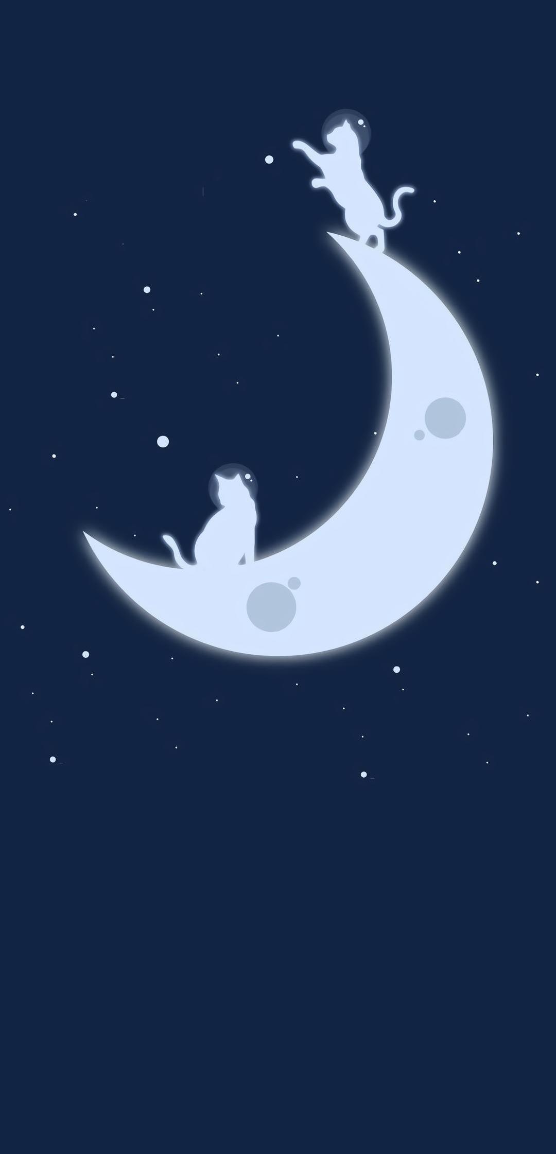 在月亮上玩耍的猫咪