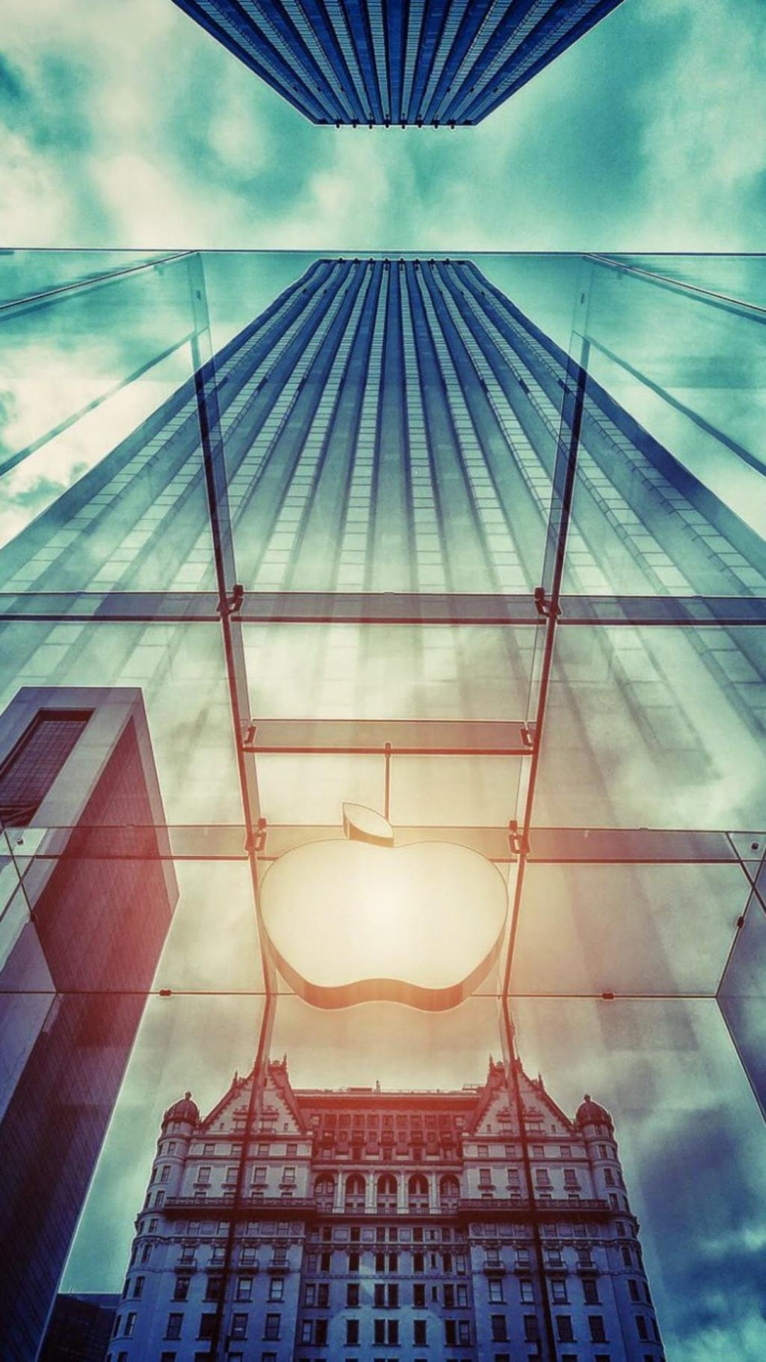 极酷苹果商店纽约市窗口反射