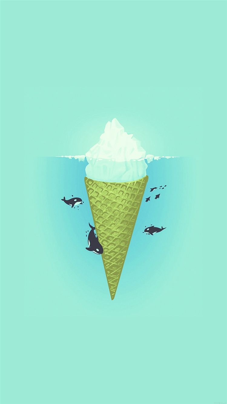 冰淇淋冰山鲸鱼盘旋插画