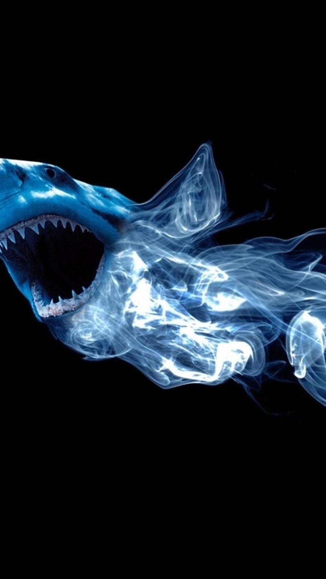 抽象鲨鱼霓虹灯烟雾