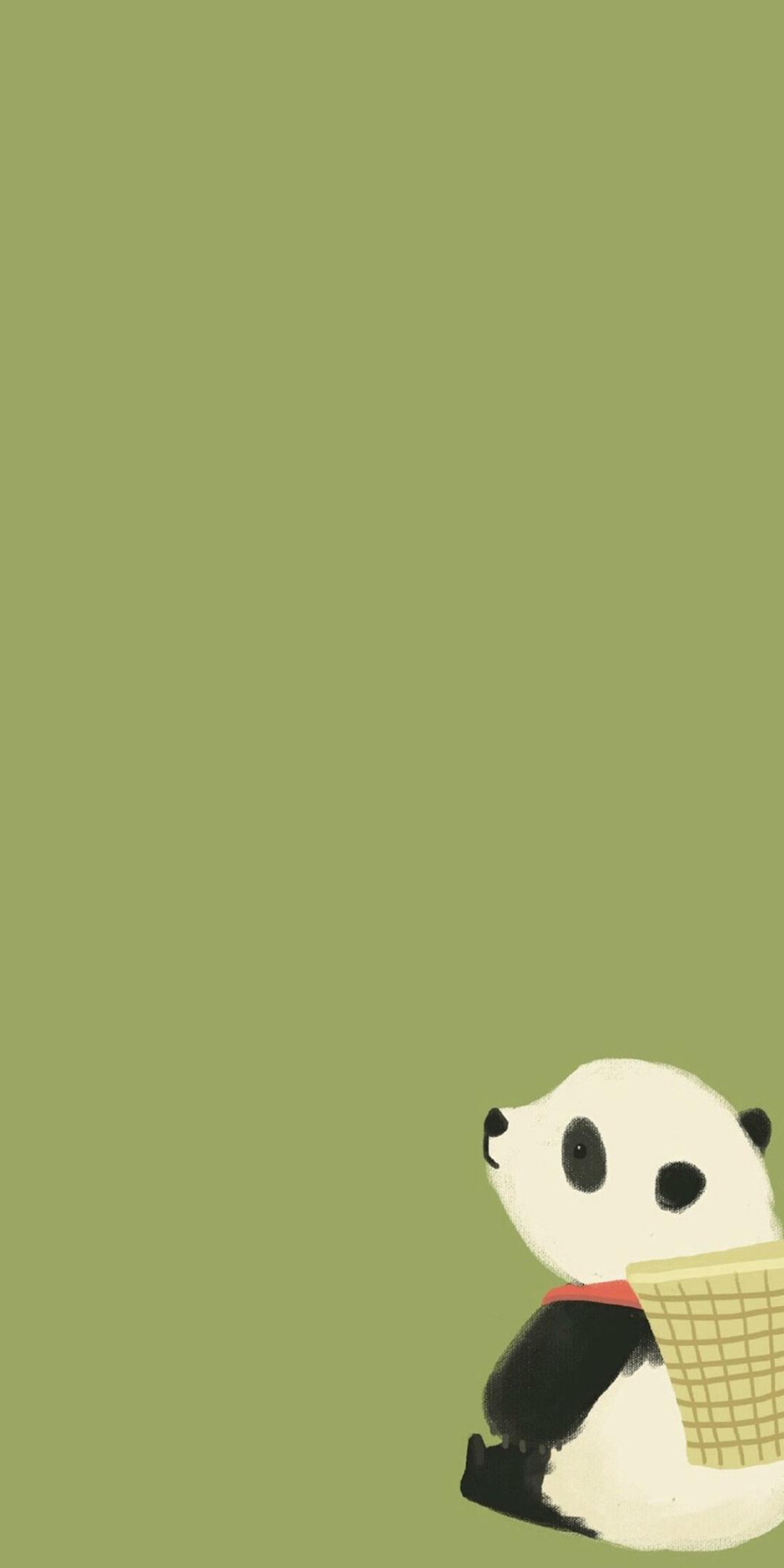 背着竹篓的可爱熊猫插画