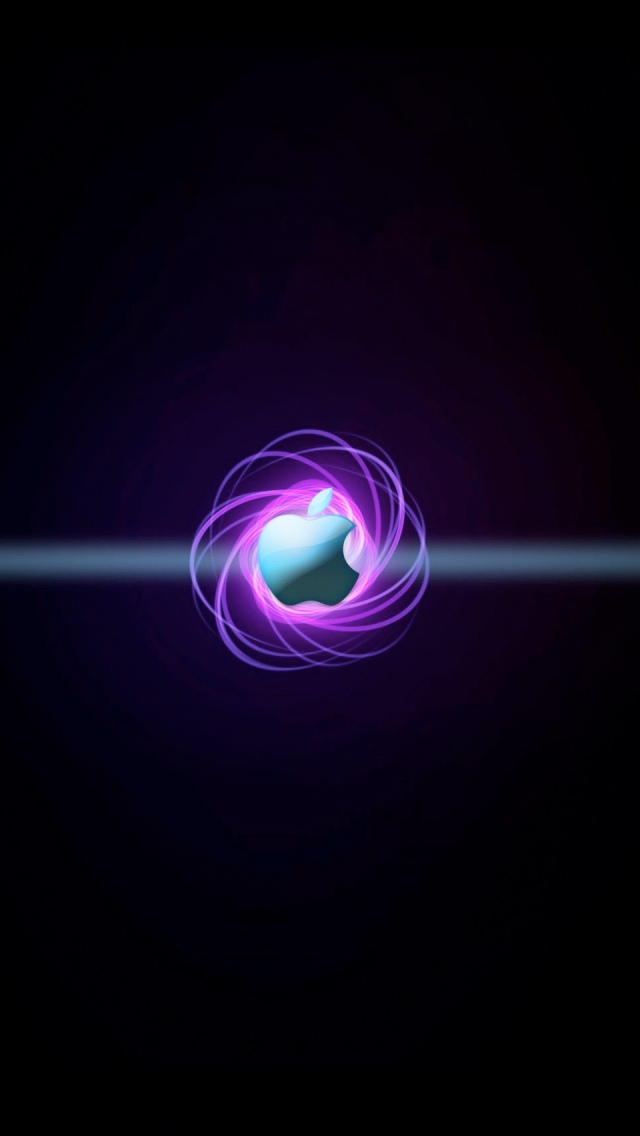 紫色光圈里的苹果徽标