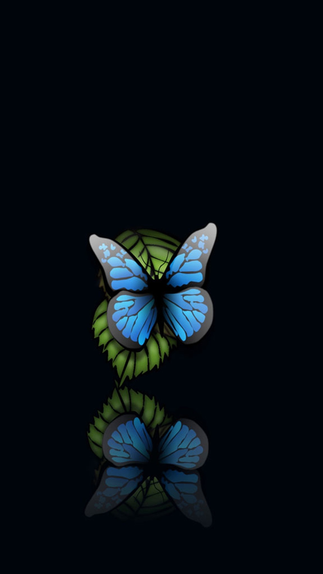 黑色背景里的蓝蝴蝶