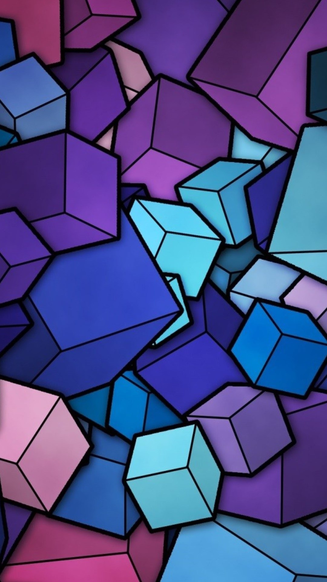 抽象蓝色青色紫色立方体