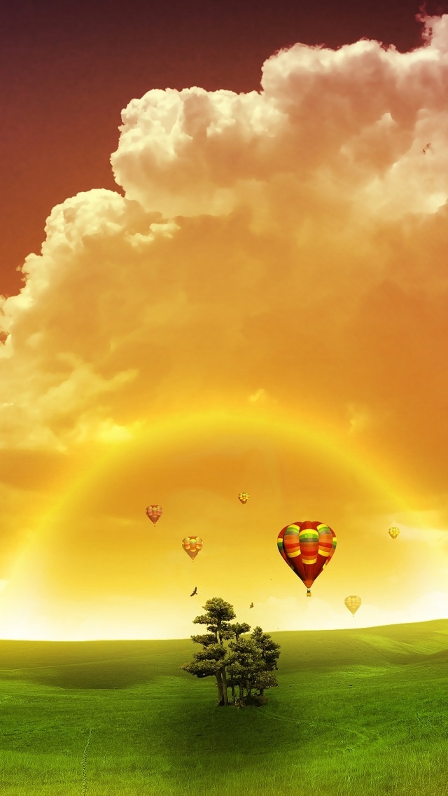 五颜六色的气球彩虹云