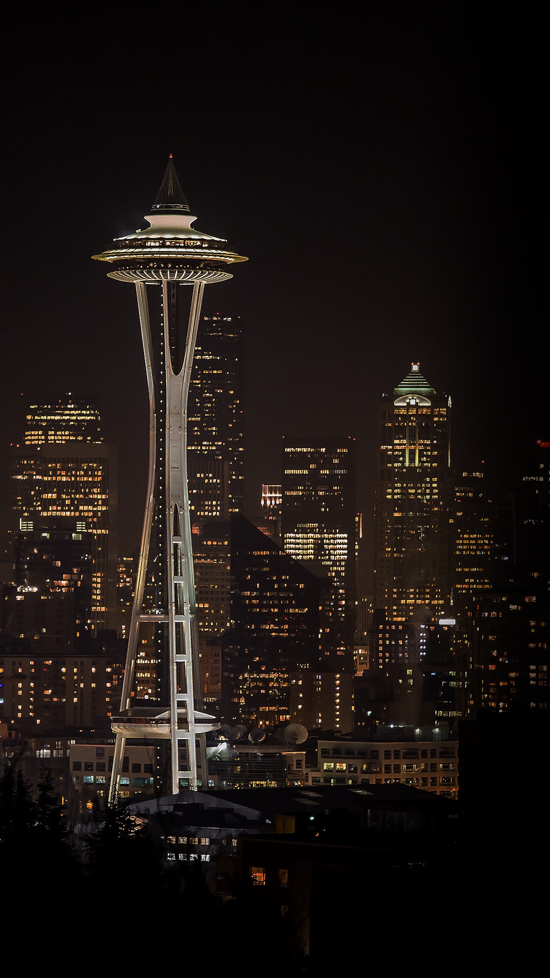 西雅图城市天际线夜灯