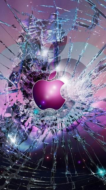 破碎玻璃效果的苹果标志