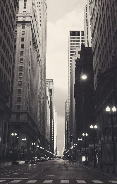 美国芝加哥黑白街景