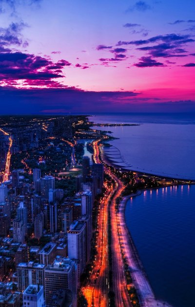 芝加哥城市唯美夜景