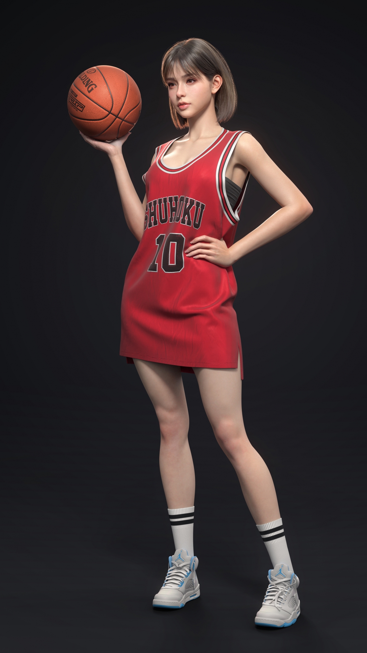 3D美女 灌篮高手 卢静赤木晴子 球服 篮球 4k手机壁纸2160x3840