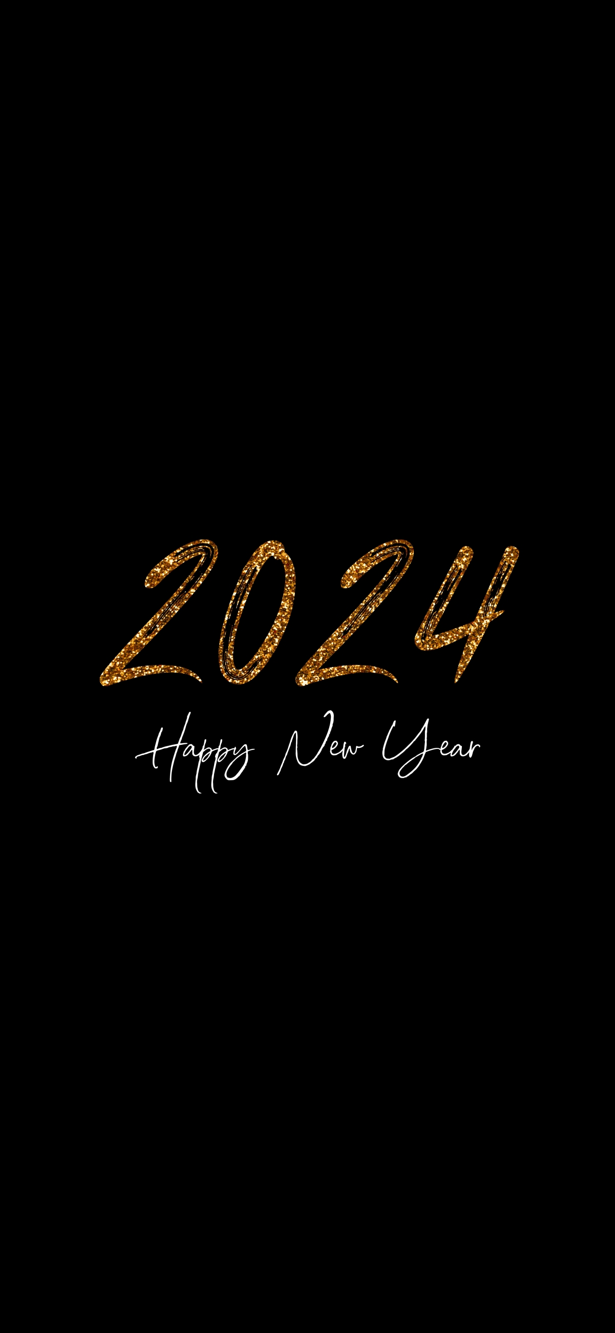 金黄色2024新年快乐艺术个性字体8k手机壁纸